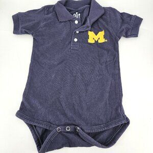 University Michigan Wolverines Polo Shirt Boys 18M Blue NCAA Football One-piece